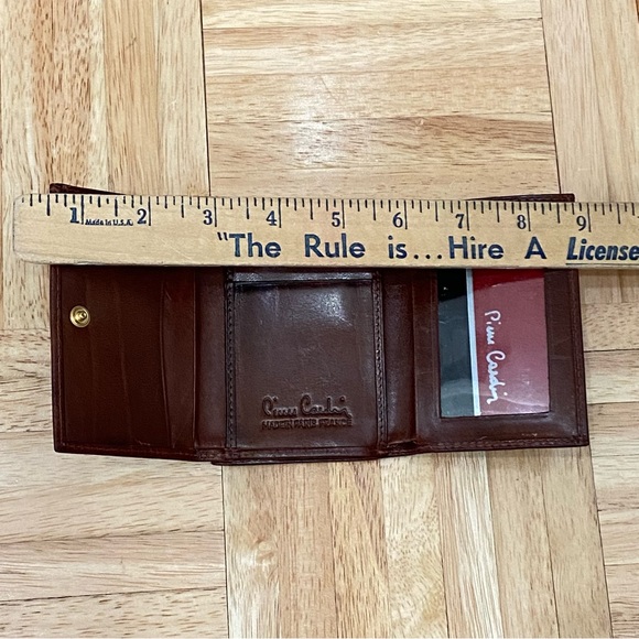 PIERRE CARDIN Paris Brown Leather Clutch Coin Purse Bifold Wallet - Picture 6 of 12